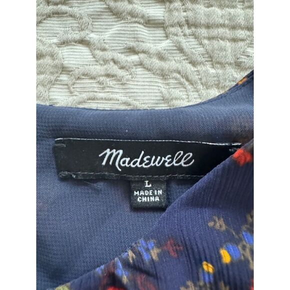 Madewell Climbing Vine Tiered Ruffle Sleeve top, Navy, Large - Picture 5 of 8